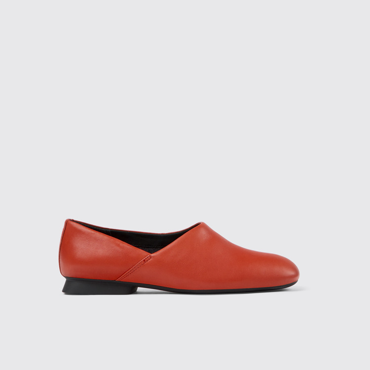 Side view of Casi Myra Red leather ballerinas for women