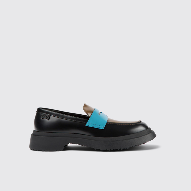 Side view of Twins Multicolored leather loafers for women