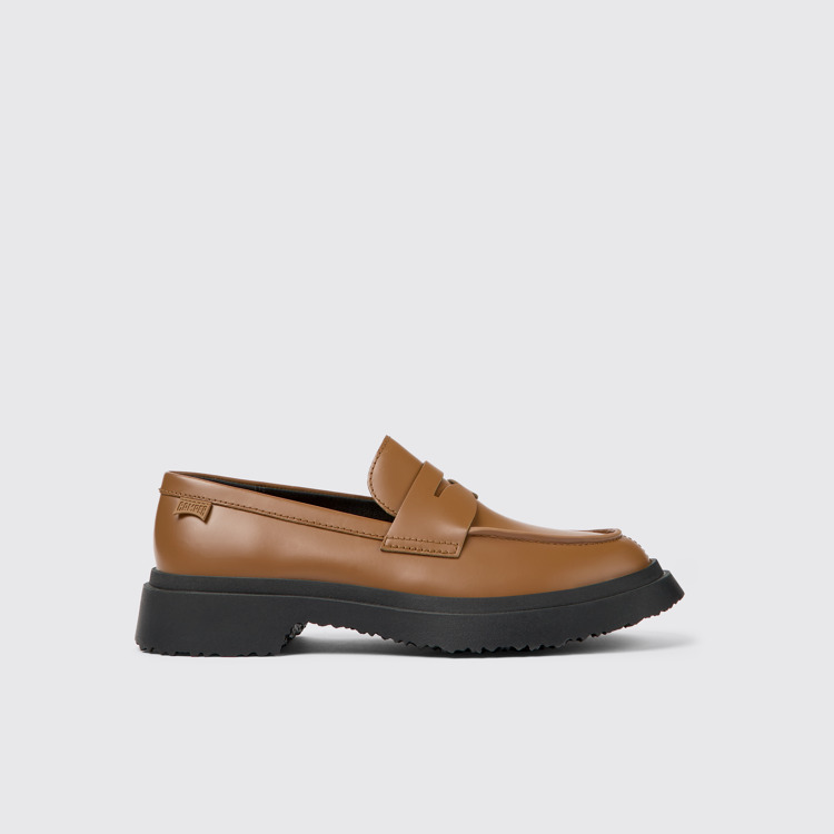 Side view of Walden Brown leather loafers for women