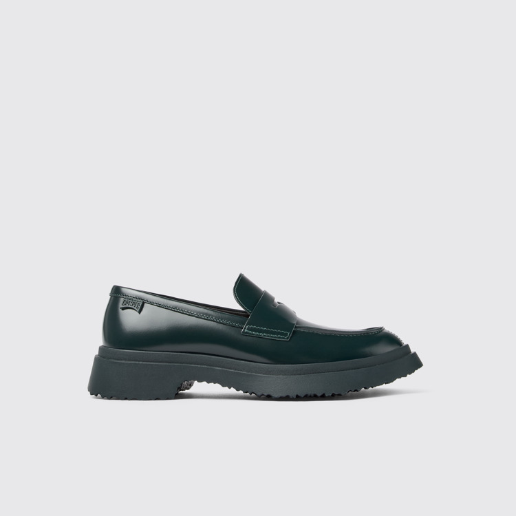 Side view of Walden Green leather loafers for women