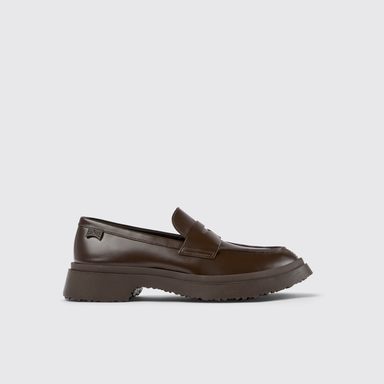 Side view of Walden Brown leather loafers for women