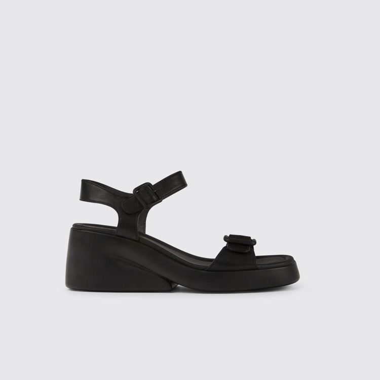 Side view of Kaah Black sandal for women