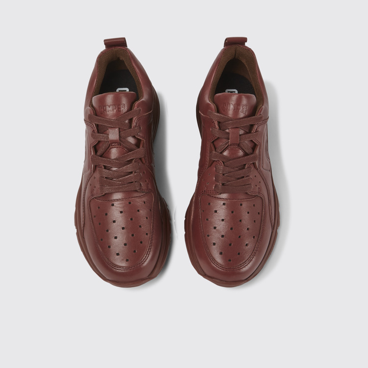 Overhead view of Drift Burgundy leather sneakers for women