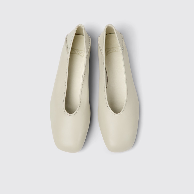 Overhead view of Casi Myra Gray leather ballerinas for women