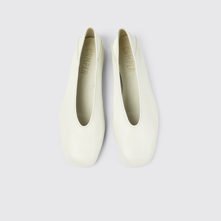 Overhead view of Casi Myra White Leather Ballerina for Women