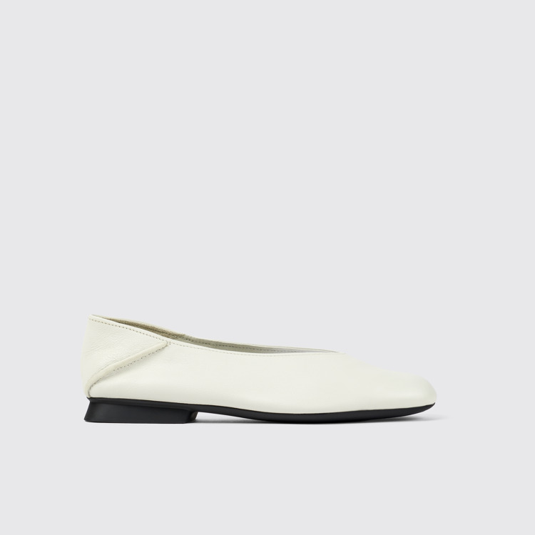 Side view of Casi Myra White Leather Ballerina for Women