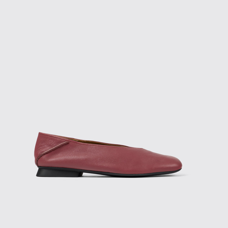 Side view of Casi Myra Red Leather Ballerina for Women