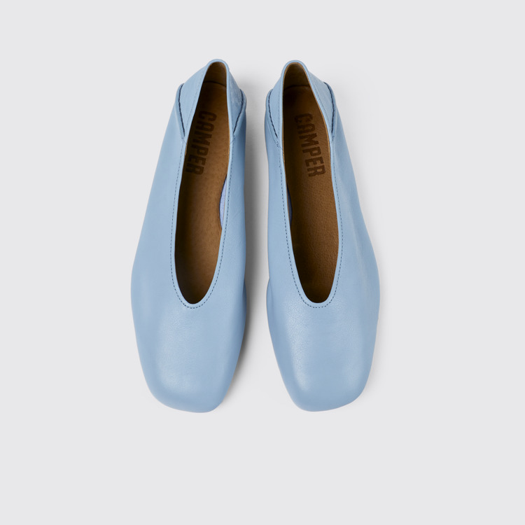 Overhead view of Casi Myra Blue Leather Ballerina for Women