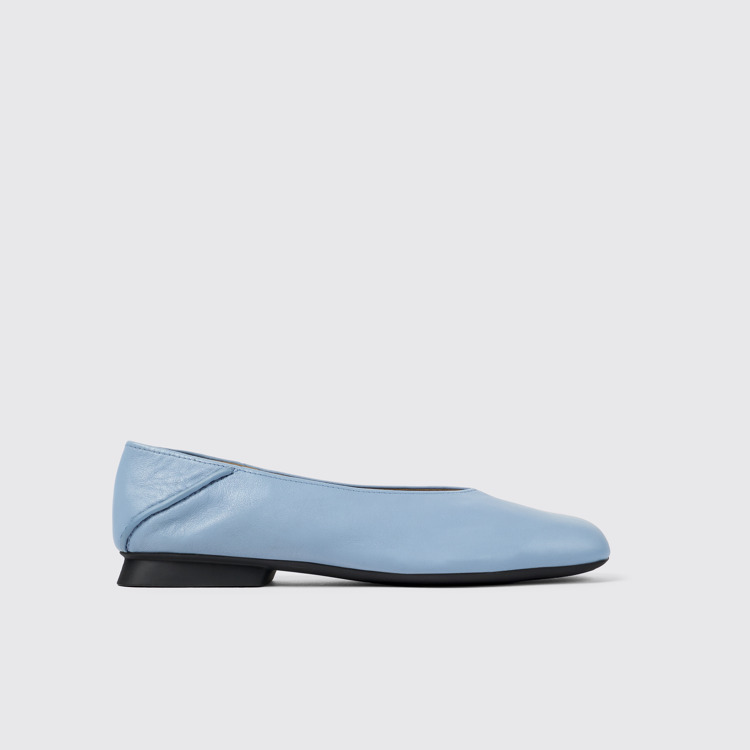 Side view of Casi Myra Blue Leather Ballerina for Women