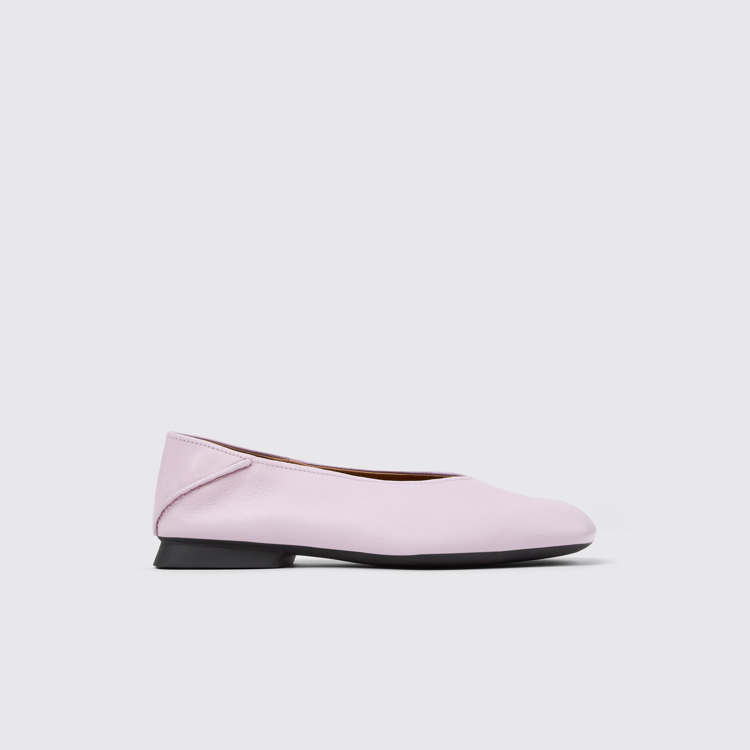 Side view of Casi Myra Purple leather ballerinas for women