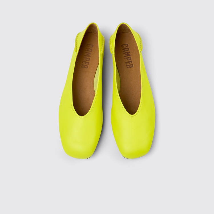 Overhead view of Casi Myra Yellow leather ballerinas for women