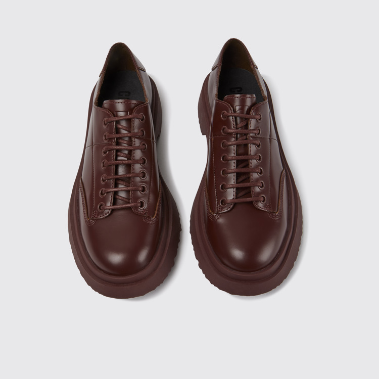 Overhead view of Walden Burgundy leather lace-up shoes