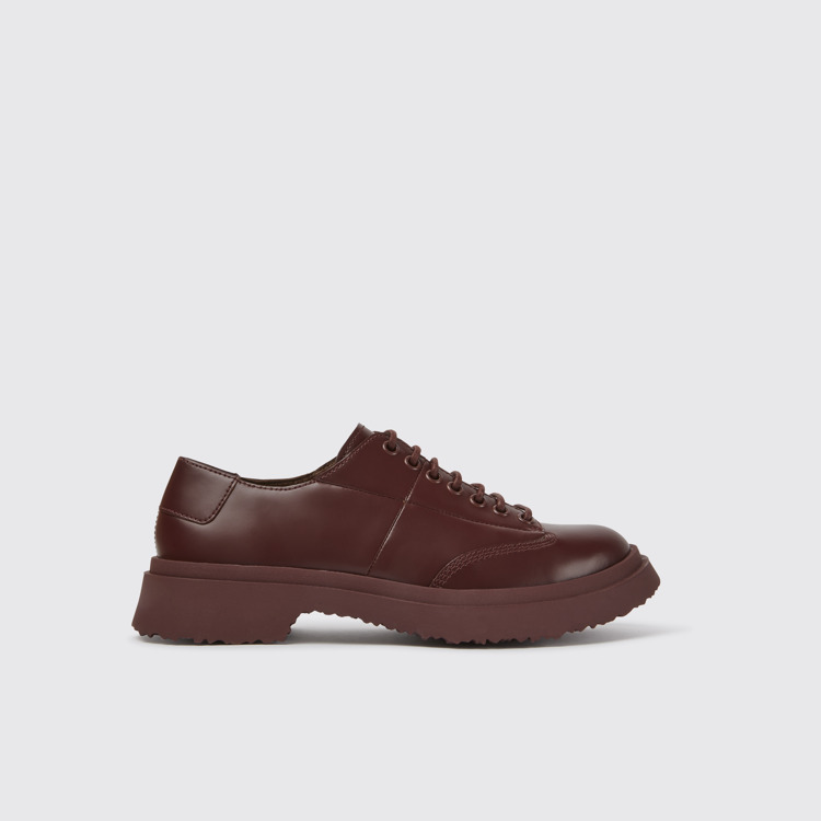 Side view of Walden Burgundy leather lace-up shoes