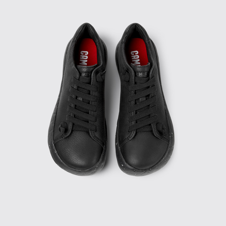 Overhead view of Peu Stadium Black leather sneakers for women