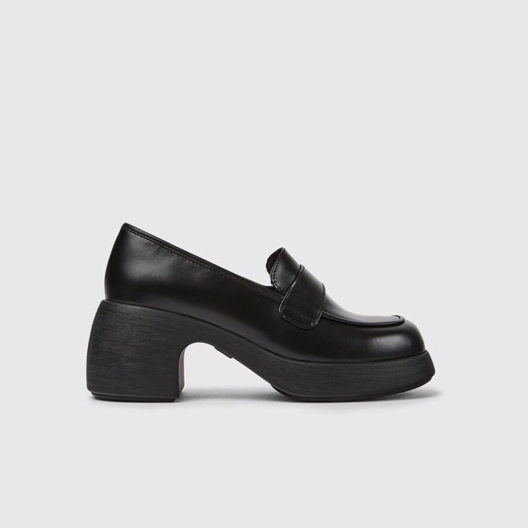 Side view of Thelma Black leather shoes