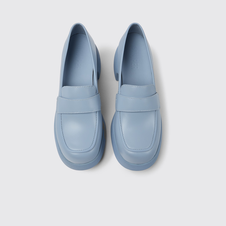 Overhead view of Thelma Light blue leather women's shoes