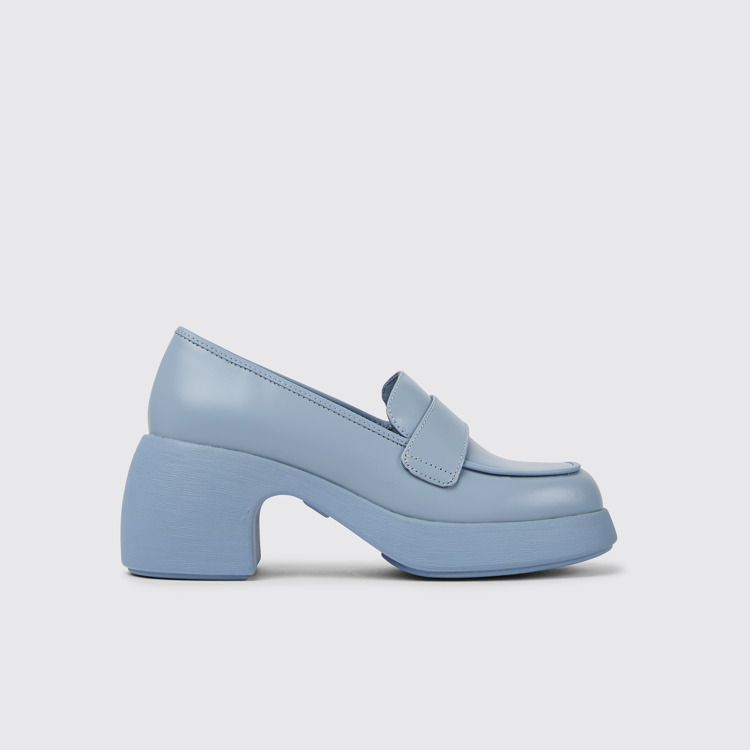 Side view of Thelma Light blue leather women's shoes