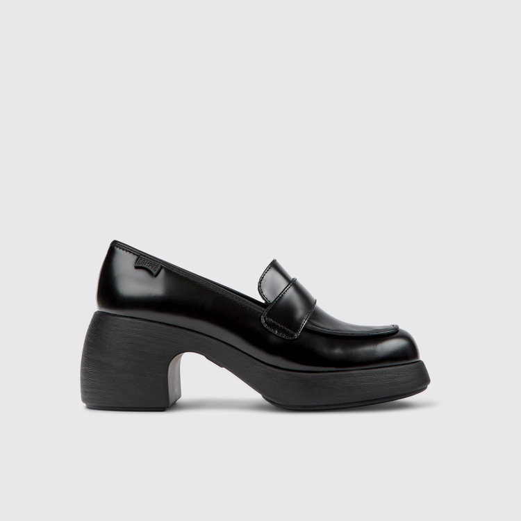 Side view of Thelma Black leather shoes for women