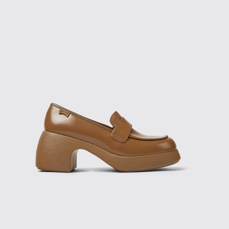 Side view of Thelma Brown leather shoes for women