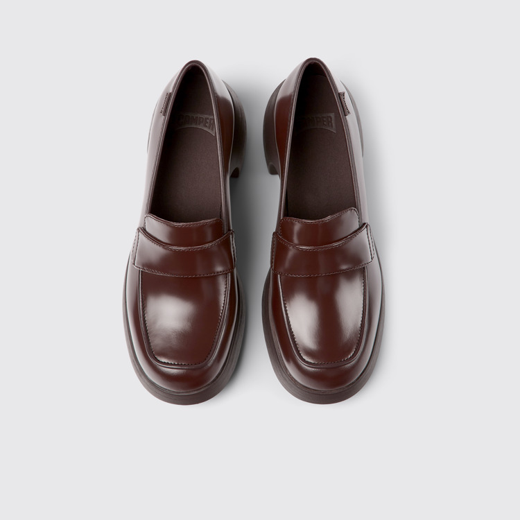 Overhead view of Thelma Burgundy leather shoes for women