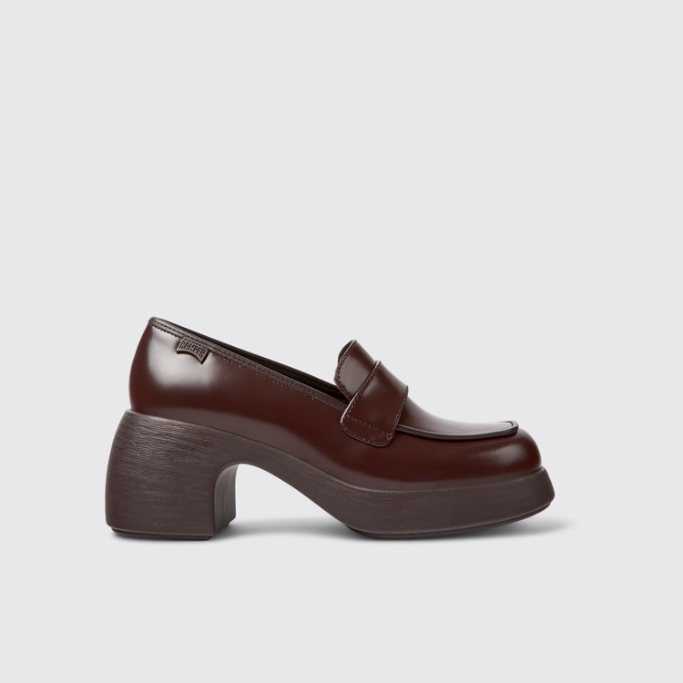 Side view of Thelma Burgundy leather shoes for women