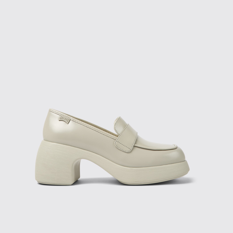 Side view of Thelma Gray leather shoes for women