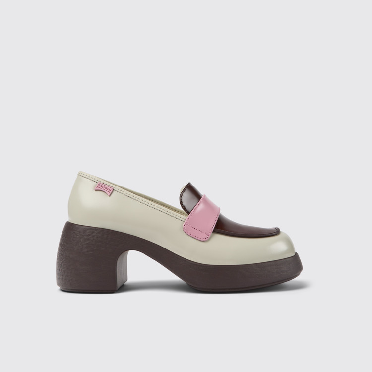 Side view of Twins Multicolored leather shoes for women