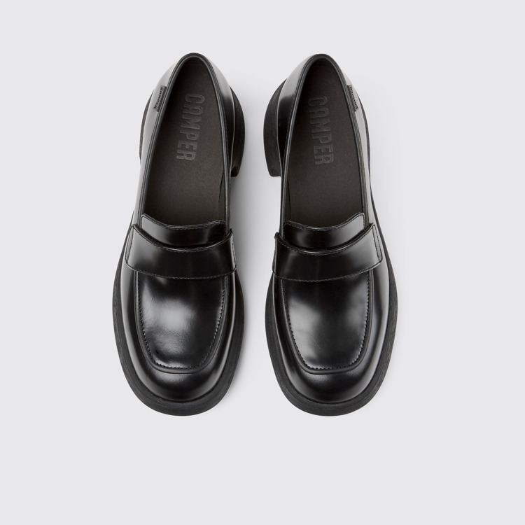 Overhead view of Thelma Black Leather Loafer for Women