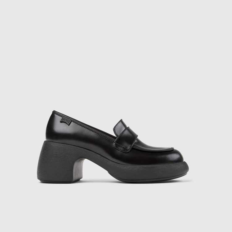 Side view of Thelma Black Leather Loafer for Women