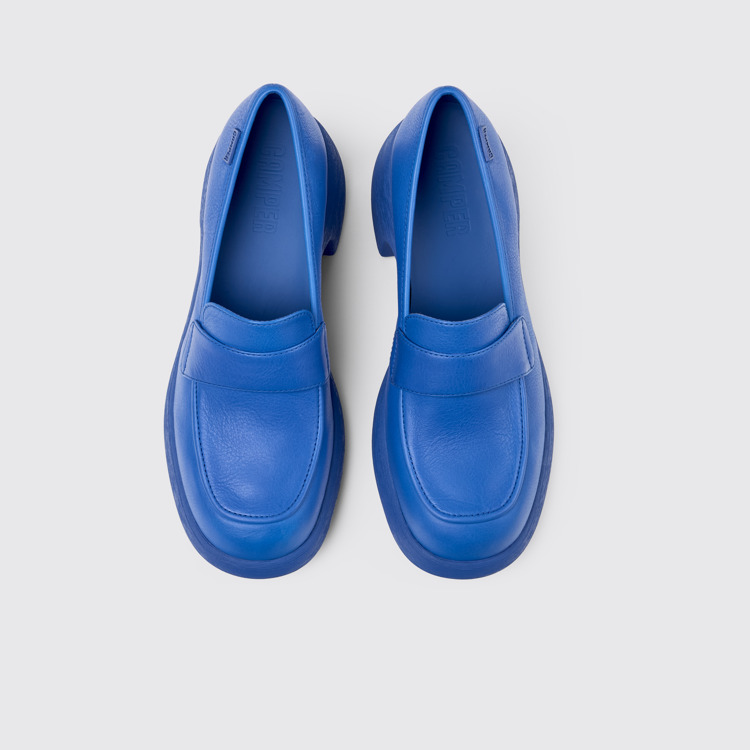 Overhead view of Thelma Blue Leather Loafer for Women