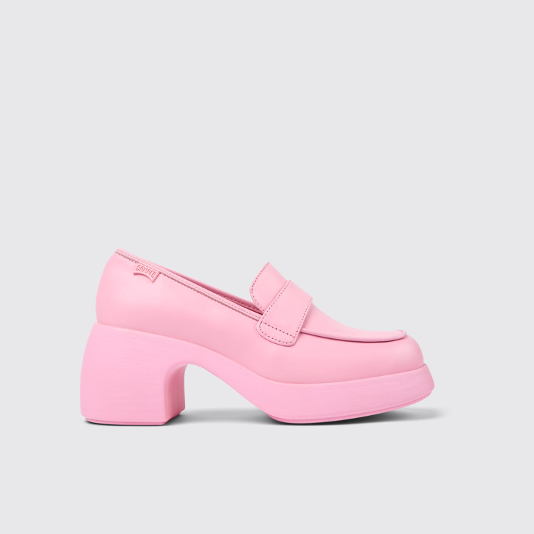 Side view of Thelma Pink Leather Loafer for Women