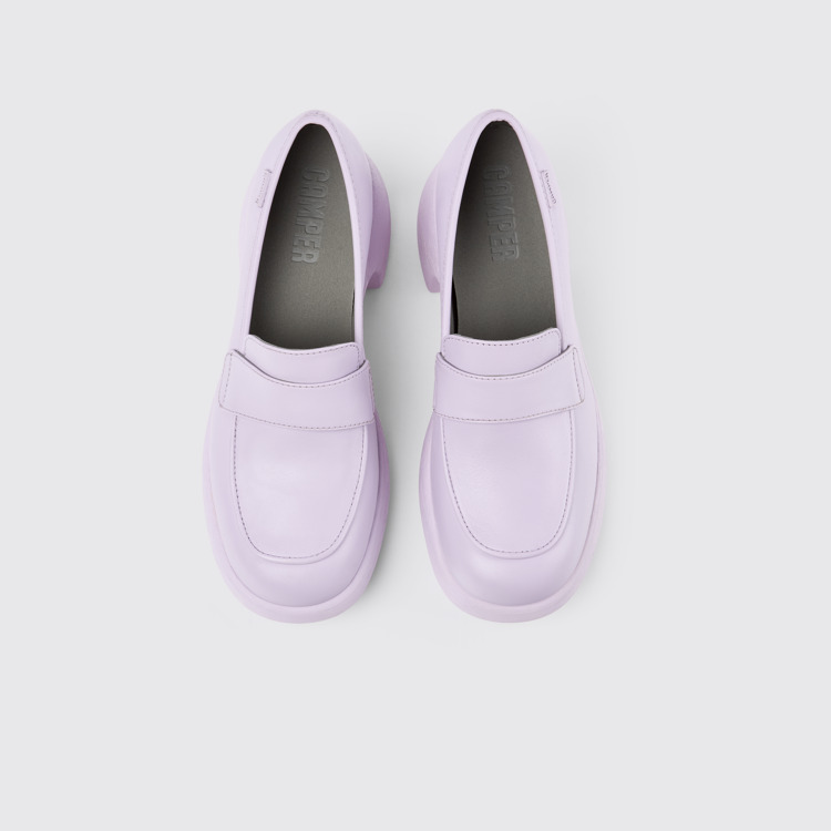 Overhead view of Thelma Purple Leather Loafer for Women