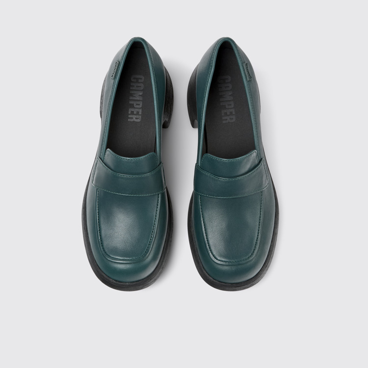 Overhead view of Thelma Green Leather Loafer for Women