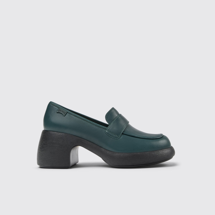 Side view of Thelma Green Leather Loafer for Women