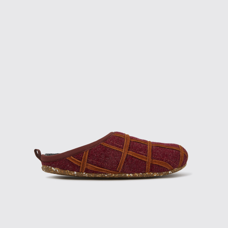 Side view of Twins Burgundy wool women’s slippers