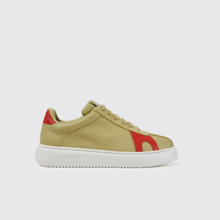 Side view of Runner K21 Beige suede and leather sneakers