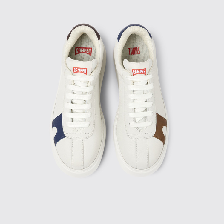 Overhead view of Twins White non-dyed leather sneakers for women