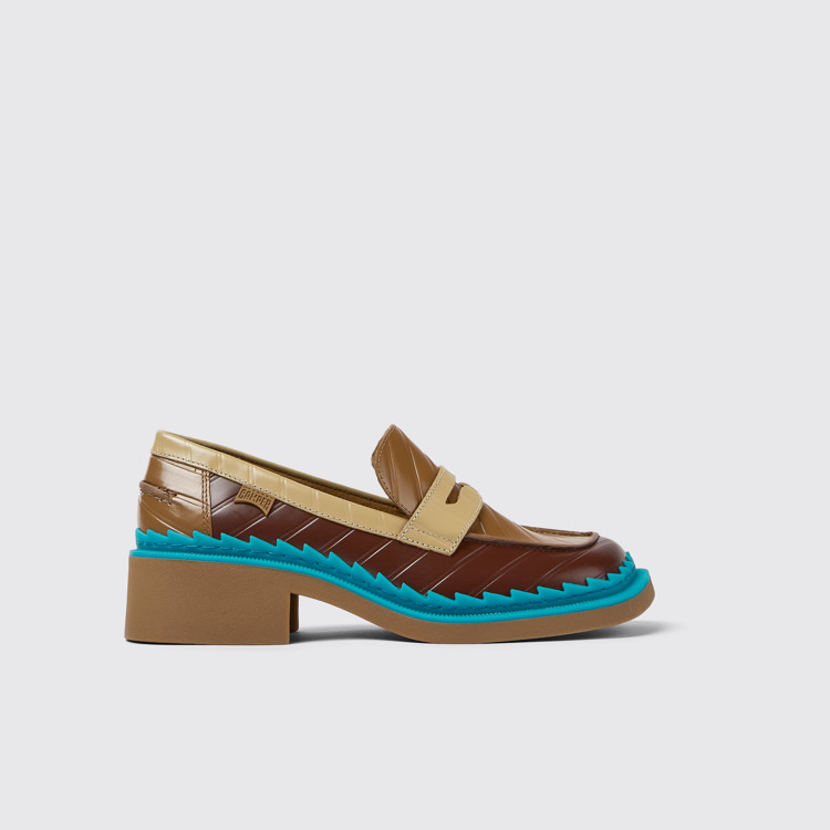 Side view of Twins Multicolored leather loafers for women