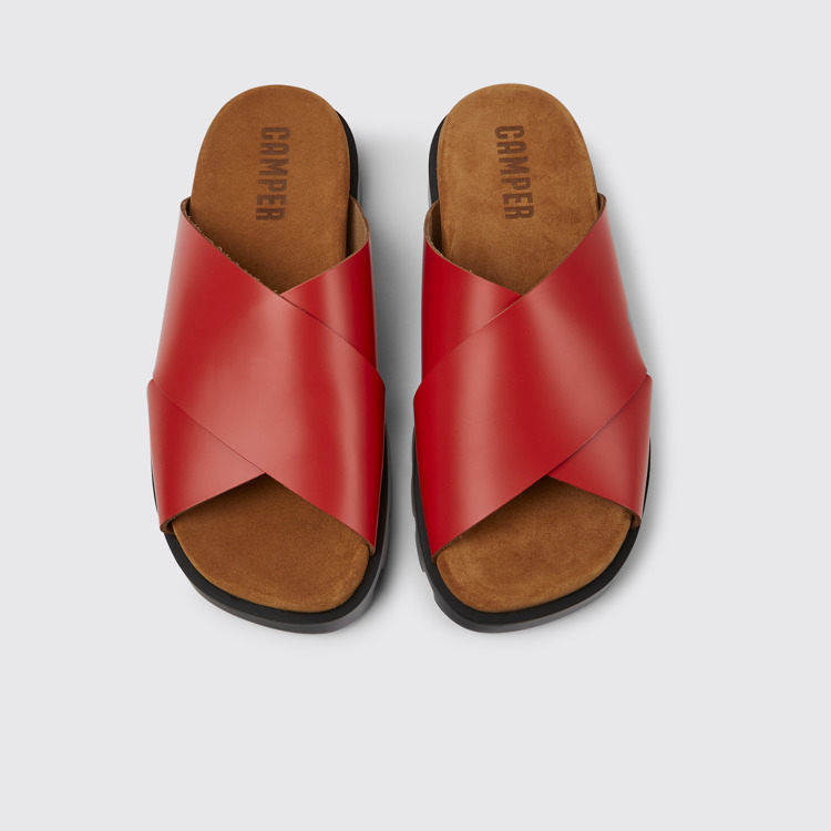 Overhead view of Brutus Sandal Red leather sandals for women