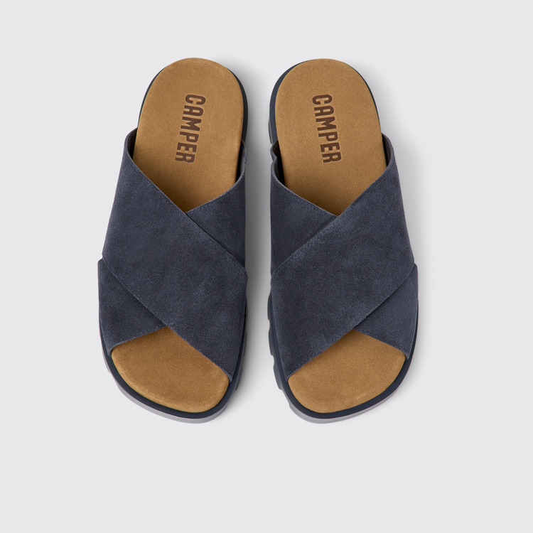 Overhead view of Brutus Sandal Navy blue nubuck sandals for women