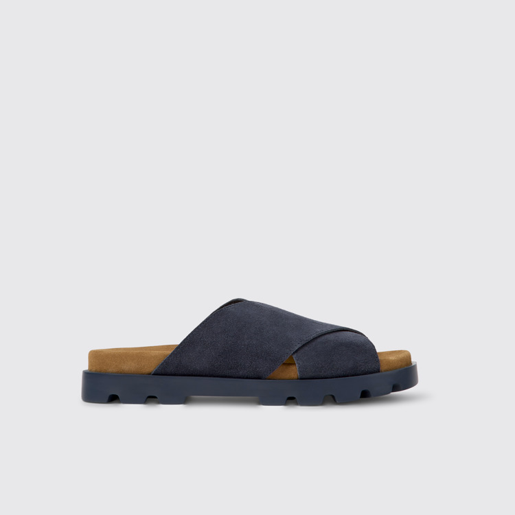 Side view of Brutus Sandal Navy blue nubuck sandals for women