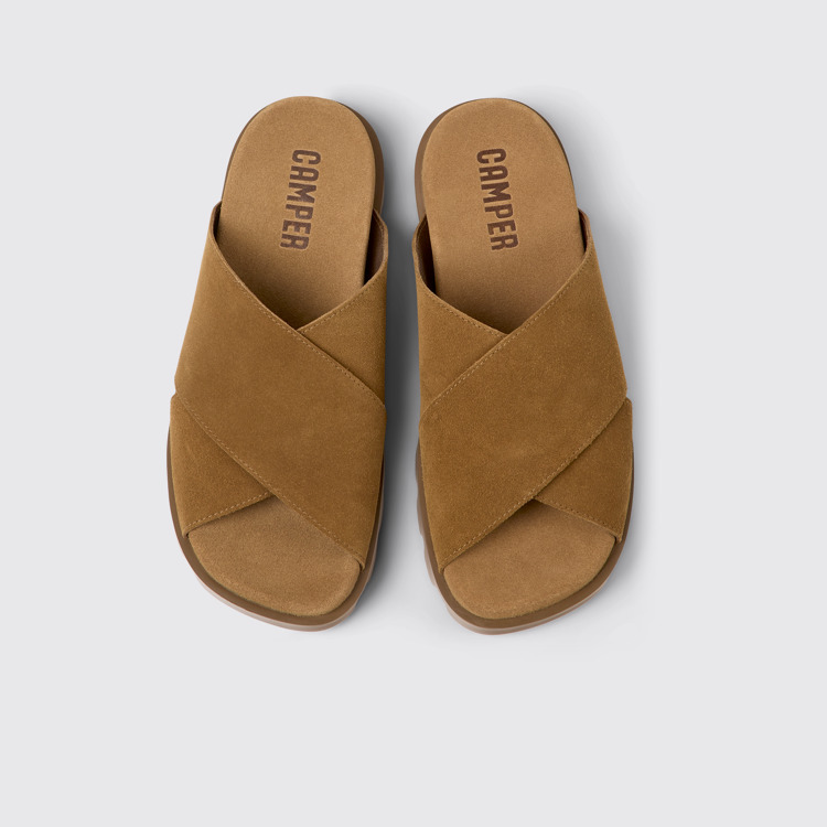 Overhead view of Brutus Sandal Brown nubuck sandals for women