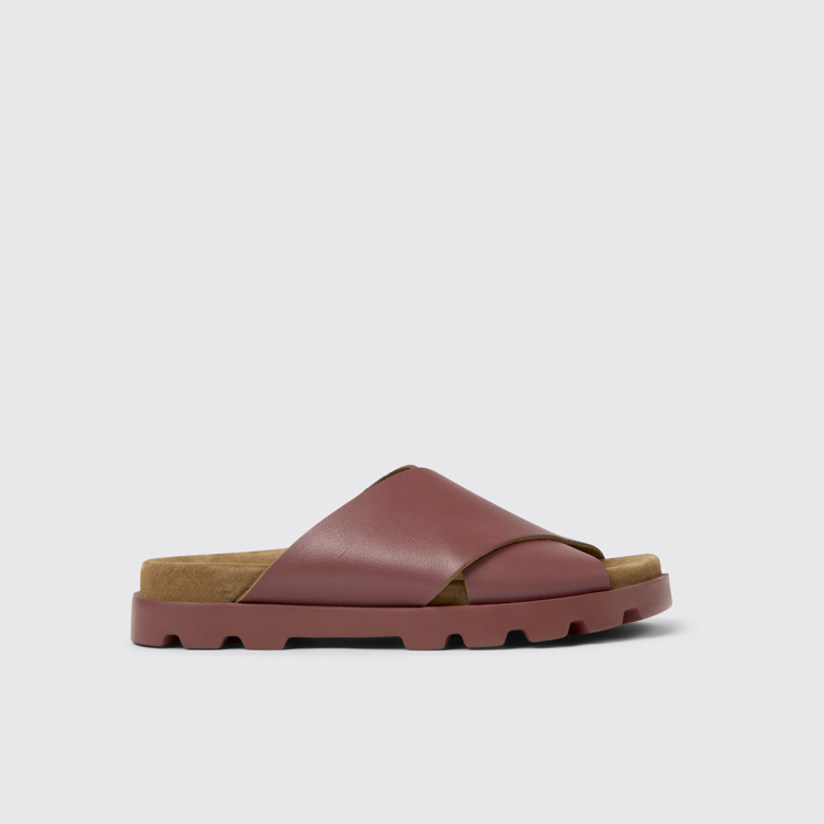 Side view of Brutus Sandal Red Leather Cross-strap Sandal for Women