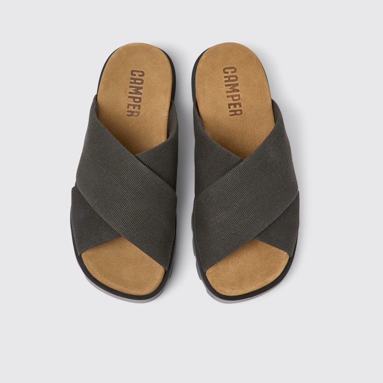 Overhead view of Brutus Sandal Gray recycled cotton sandals for women