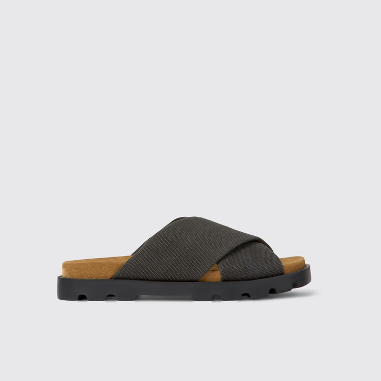 Side view of Brutus Sandal Gray recycled cotton sandals for women