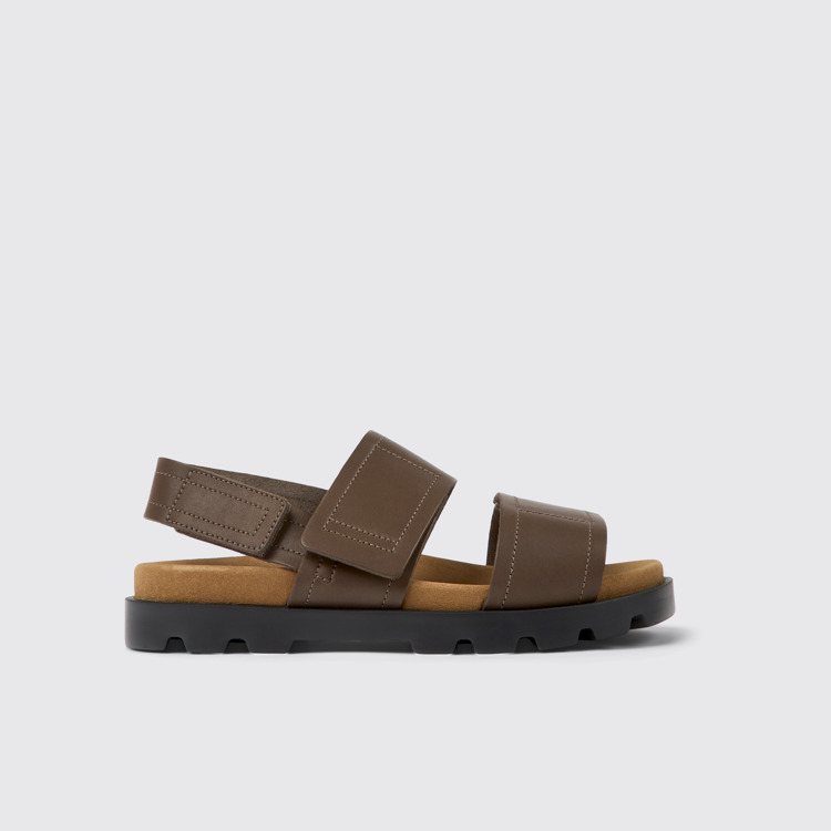 Side view of Brutus Sandal Brown leather sandals for women