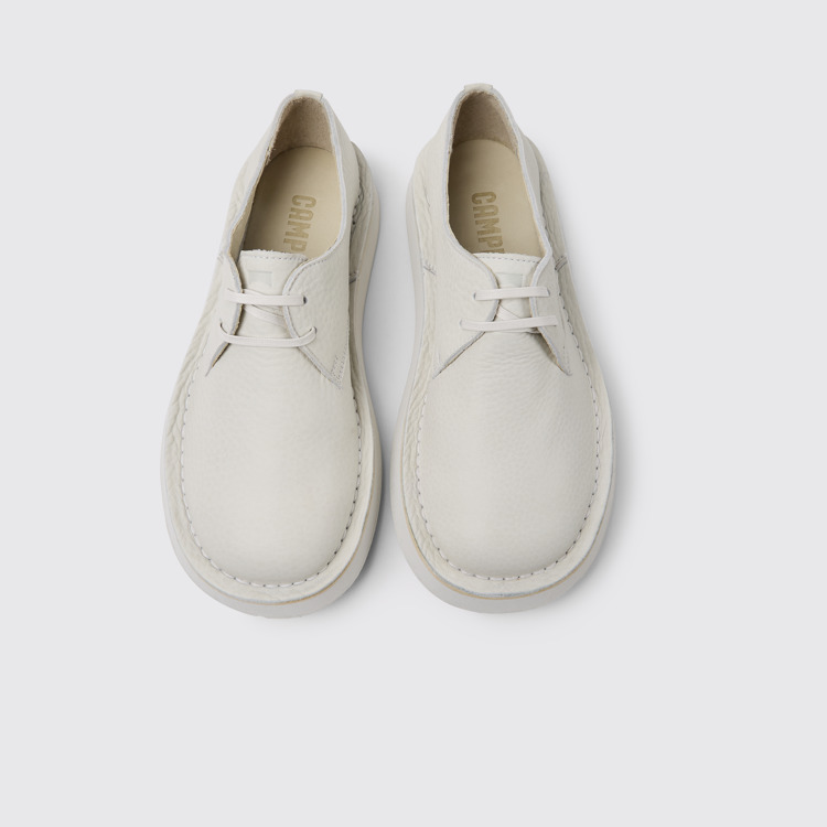 Overhead view of Brothers Polze White leather shoes for women