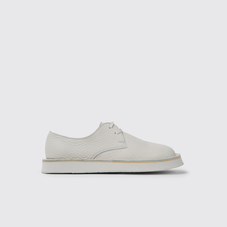 Side view of Brothers Polze White leather shoes for women