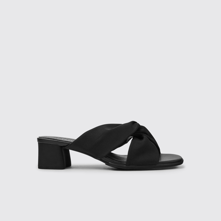 Side view of Katie Black recycled PET sandals for women