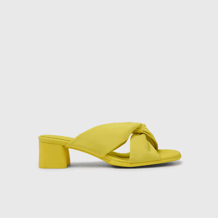 Side view of Katie Yellow recycled PET sandals for women